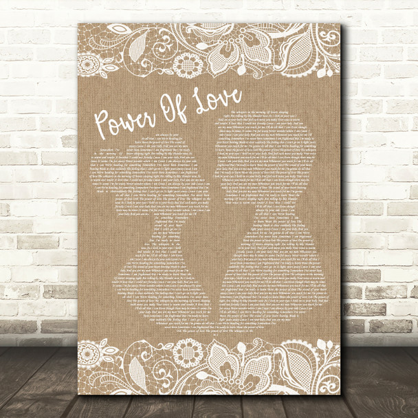 Jennifer Rush Power Of Love Burlap & Lace Song Lyric Quote Print