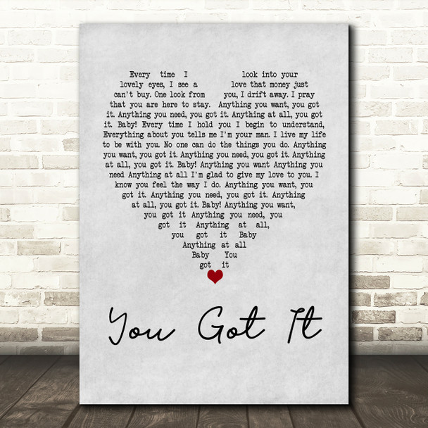 Roy Orbison You Got It Grey Heart Song Lyric Print