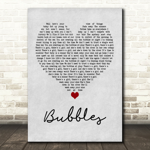 Biffy Clyro Bubbles Grey Heart Quote Song Lyric Print