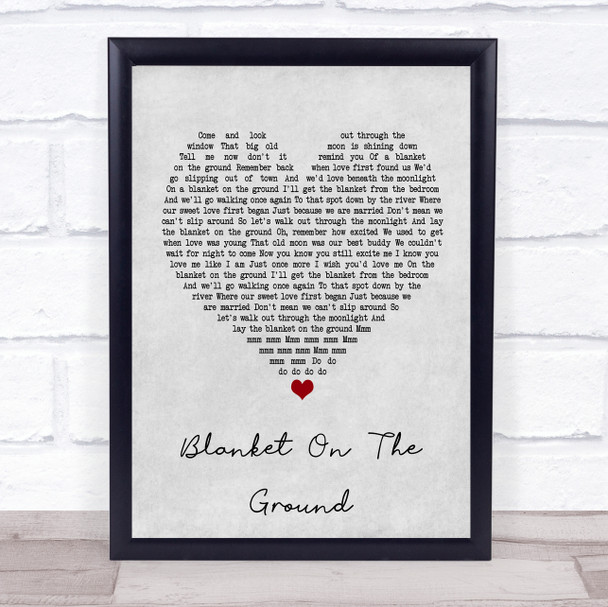 Billie Jo Spears Blanket On The Ground Grey Heart Quote Song Lyric Print
