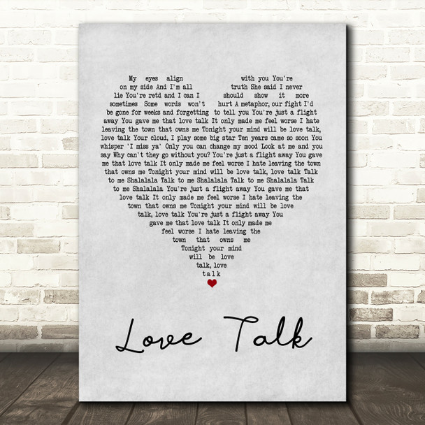 Blossoms Love Talk Grey Heart Quote Song Lyric Print