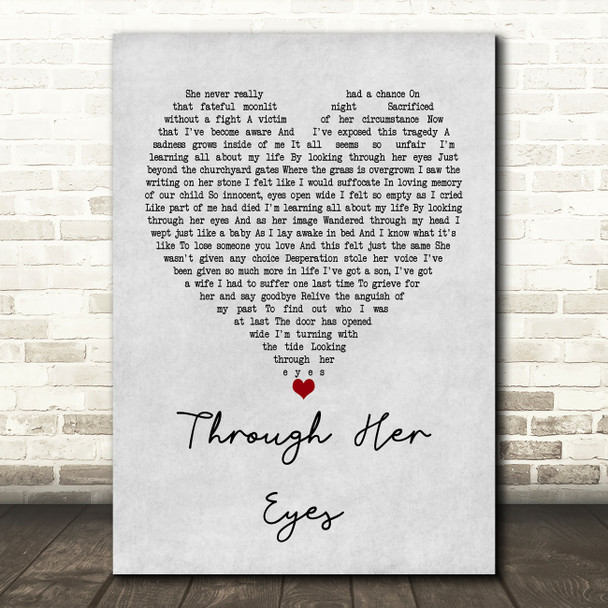 Dream Theater Through Her Eyes Grey Heart Quote Song Lyric Print