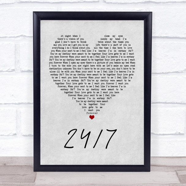 Eclipse 24 7 Grey Heart Quote Song Lyric Print
