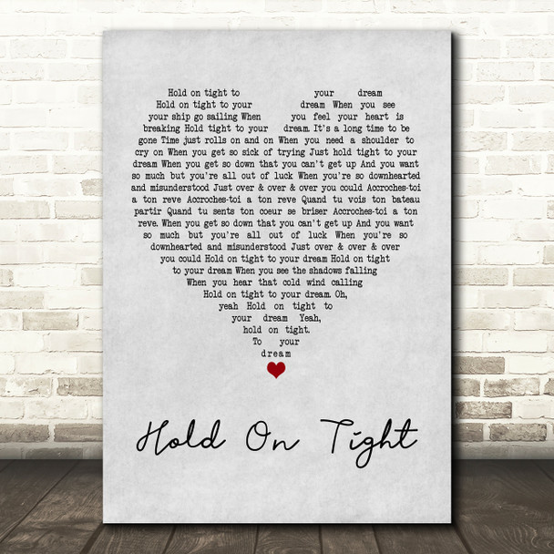 Electric Light Orchestra Hold On Tight Grey Heart Quote Song Lyric Print