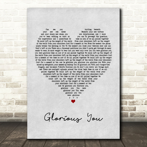 Frank Turner Glorious You Grey Heart Quote Song Lyric Print