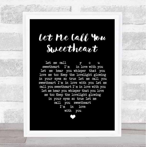 Timi Yuro Let Me Call You Sweetheart Black Heart Song Lyric Quote Print