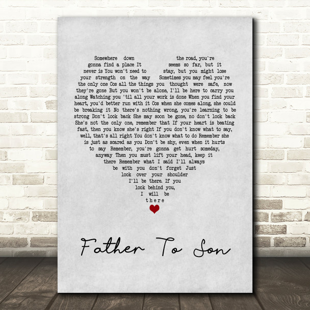 Phil Collins Father To Son Grey Heart Quote Song Lyric Print