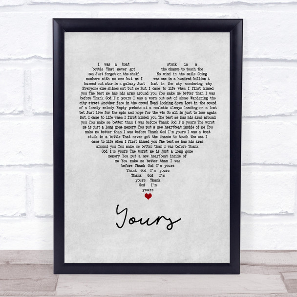 Russell Dickerson Yours Grey Heart Quote Song Lyric Print
