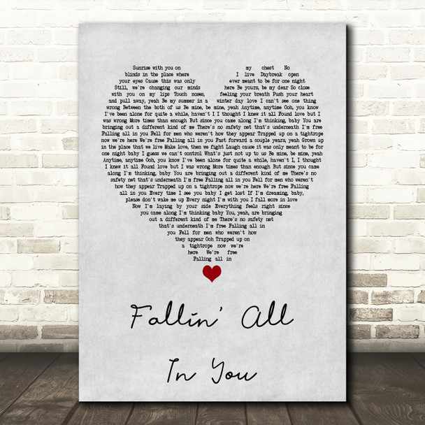 Shawn Mendes Fallin' All In You Grey Heart Quote Song Lyric Print