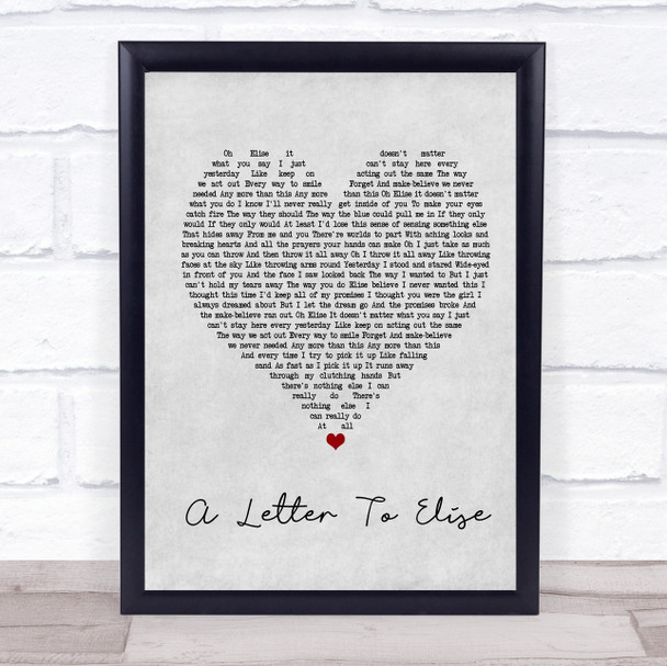 The Cure A Letter To Elise Grey Heart Quote Song Lyric Print