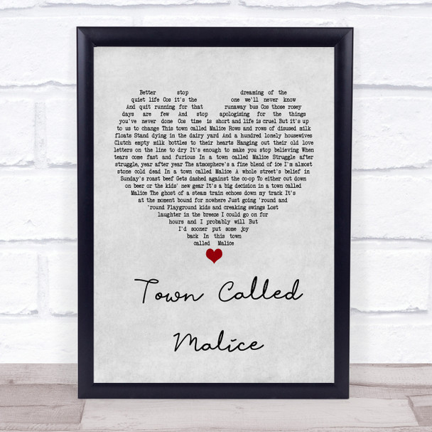 The Jam Town Called Malice Grey Heart Quote Song Lyric Print