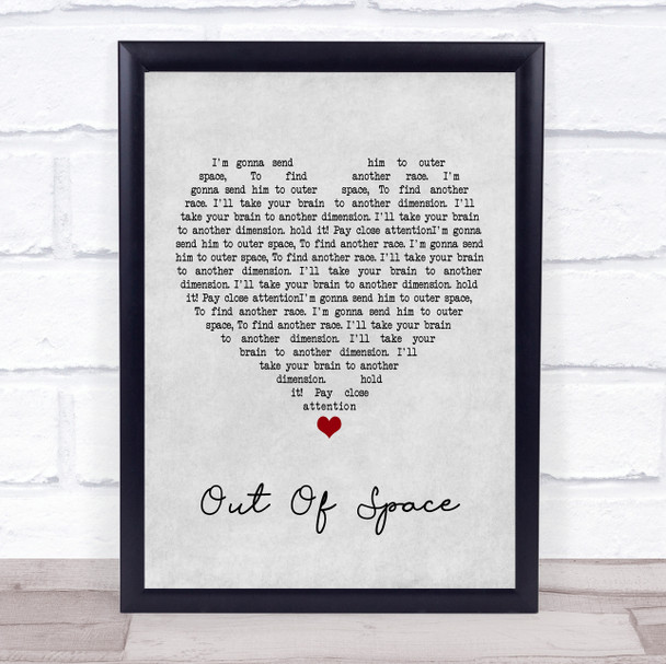 The Prodigy Out Of Space Grey Heart Quote Song Lyric Print