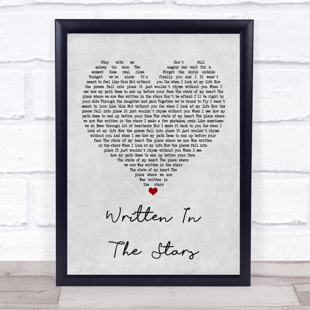 Westlife Written In The Stars Grey Heart Quote Song Lyric Print