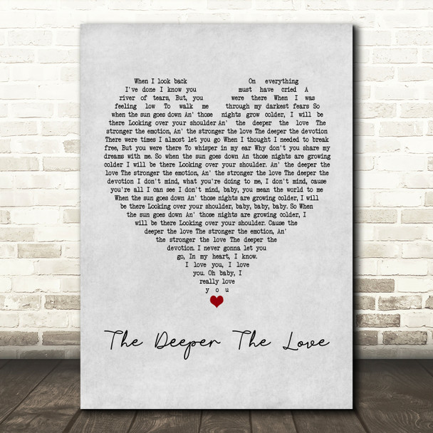 Whitesnake The Deeper The Love Grey Heart Quote Song Lyric Print