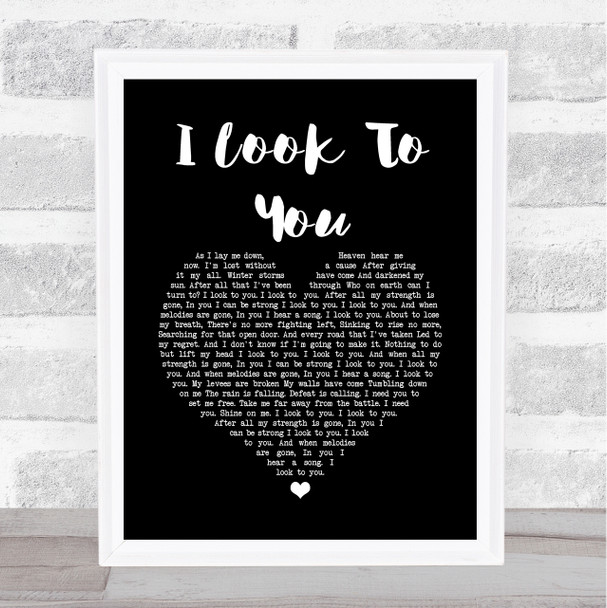 Whitney Houston I Look To You Black Heart Song Lyric Quote Print