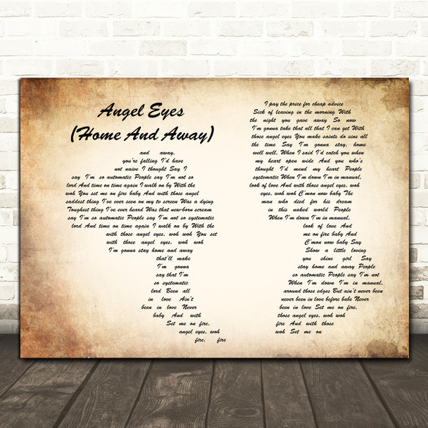 Wet Wet Wet Angel Eyes (Home And Away) Man Lady Couple Song Lyric Quote Print