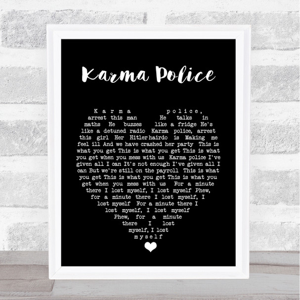 Karma Police Radiohead Black Heart Quote Song Lyric Print