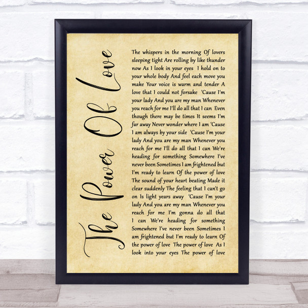 Celine Dione The Power Of Love Rustic Script Song Lyric Quote Print