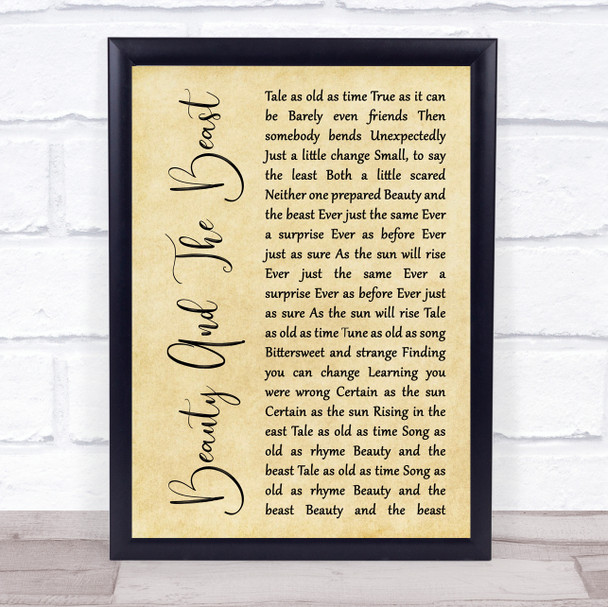 Angela Lansbury Beauty And The Beast Rustic Script Song Lyric Quote Print