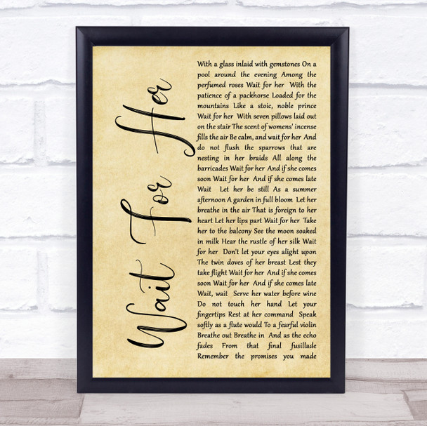 Wait For Her Rustic Script Song Lyric Print