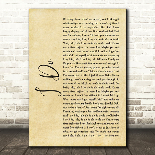 Colbie Caillat I Do Rustic Script Song Lyric Quote Print