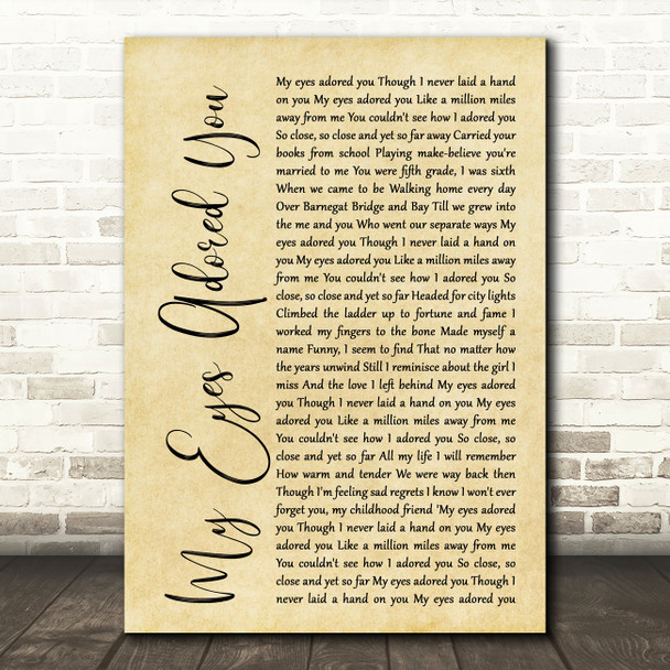 Frankie Valli My Eyes Adored You Rustic Script Song Lyric Quote Print