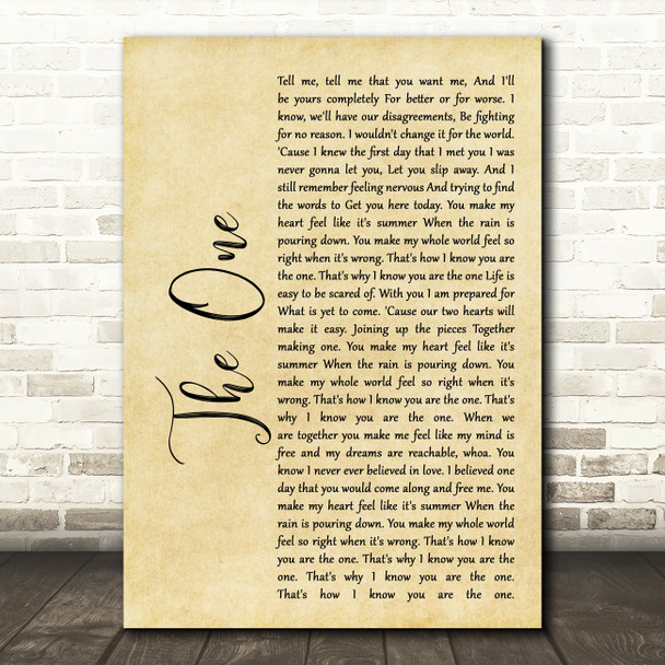 Kodaline The One Rustic Script Song Lyric Quote Print