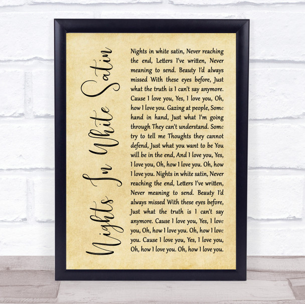 Moody Blues Nights In White Satin Rustic Script Song Lyric Quote Print