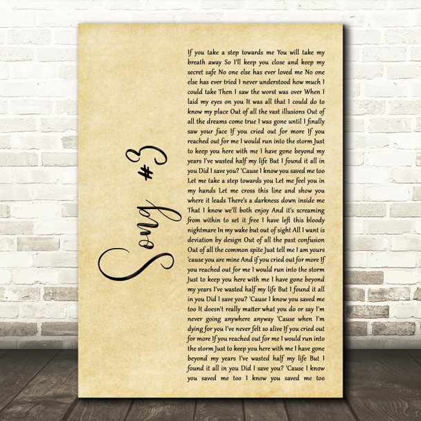 Stone Sour Song 3 Rustic Script Song Lyric Quote Print