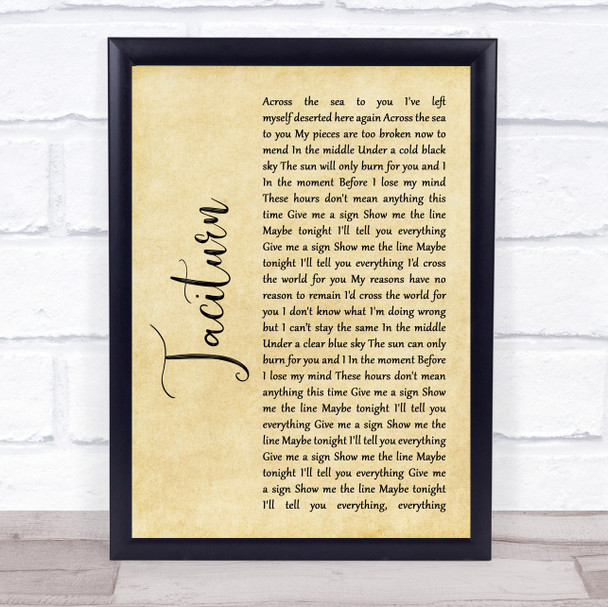 Stone Sour Taciturn Rustic Script Song Lyric Quote Print