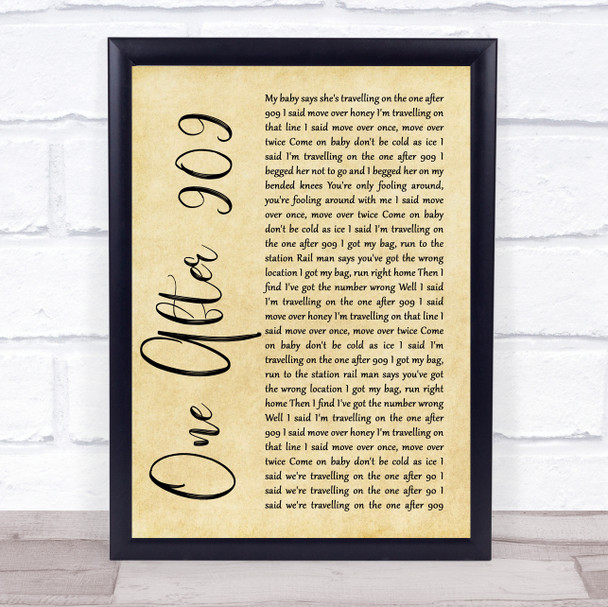 The Beatles One After 909 Rustic Script Song Lyric Quote Print