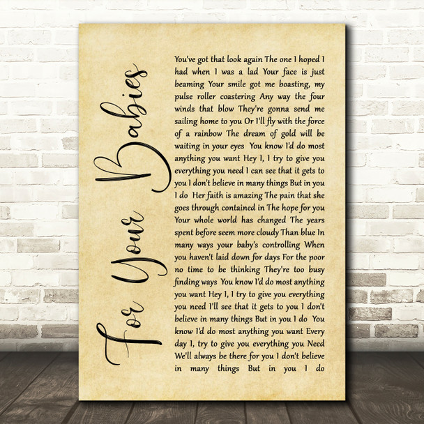 Simply Red For Your Babies Rustic Script Song Lyric Quote Print