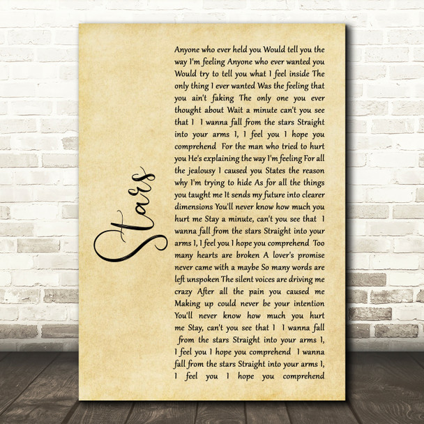 Simply Red Stars Rustic Script Song Lyric Quote Print