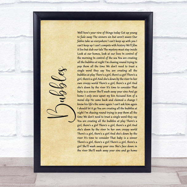 Biffy Clyro Bubbles Rustic Script Song Lyric Quote Print