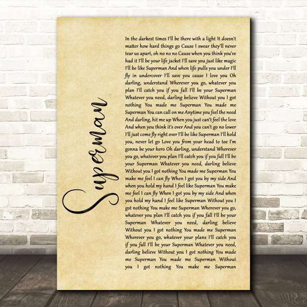 Scouting For Girls Superman Rustic Script Song Lyric Quote Print