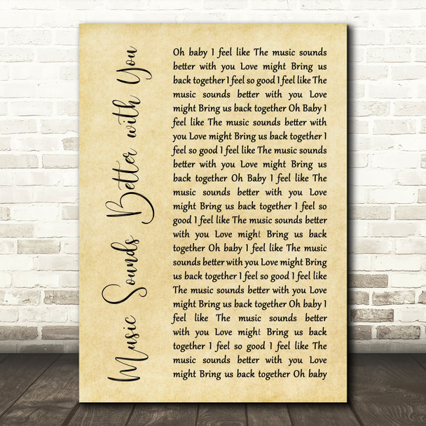 Stardust Music Sounds Better with You Rustic Script Song Lyric Quote Print