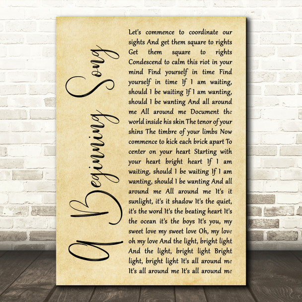 The Decemberists A Beginning Song Rustic Script Song Lyric Quote Print