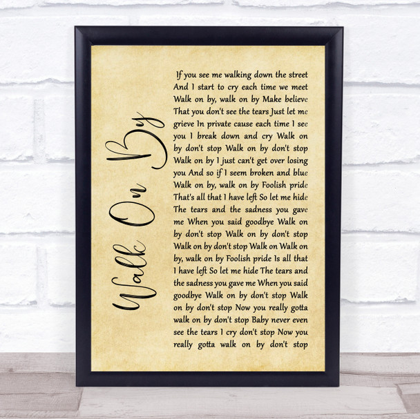 Dionne Warwick Walk On By Rustic Script Song Lyric Quote Print