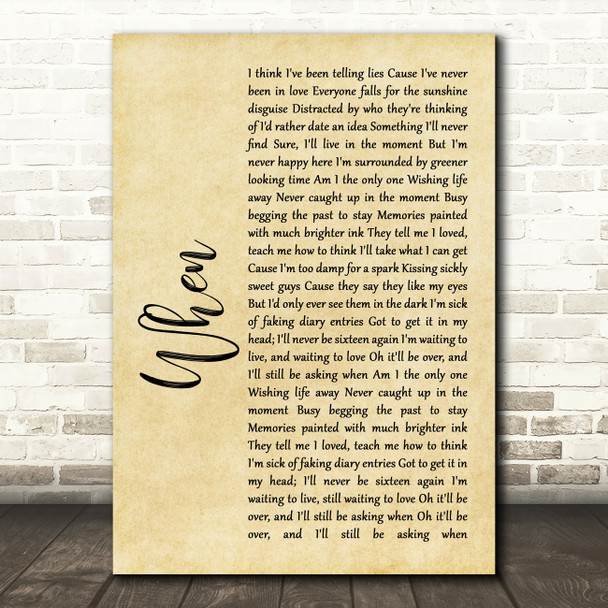 Dodie When Rustic Script Song Lyric Quote Print