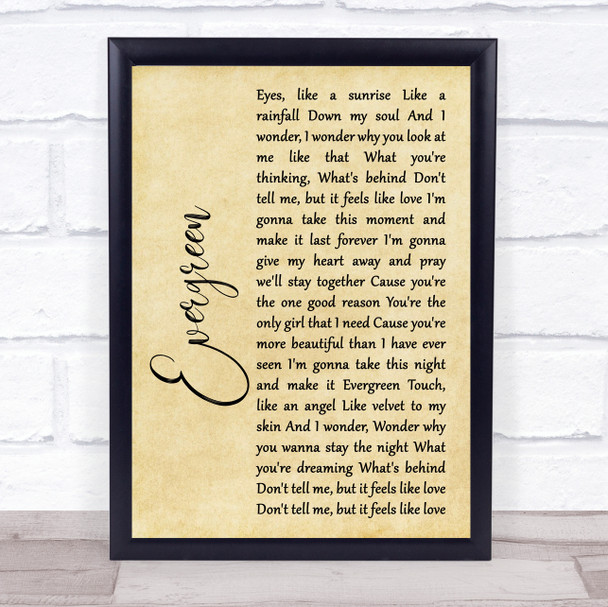 Will Young Evergreen Rustic Script Song Lyric Quote Print