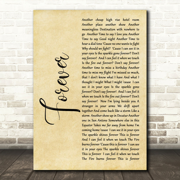 Aaron Lewis Forever Rustic Script Song Lyric Quote Print