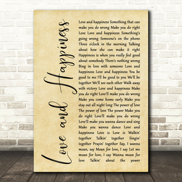 Al Green Love And Happiness Rustic Script Song Lyric Quote Print