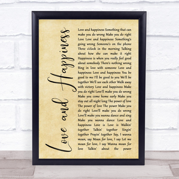 Al Green Love And Happiness Rustic Script Song Lyric Quote Print