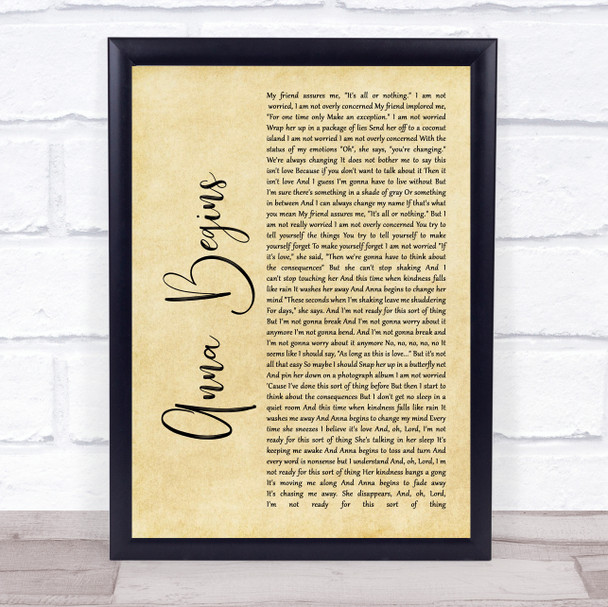 Counting Crows Anna Begins Rustic Script Song Lyric Quote Print
