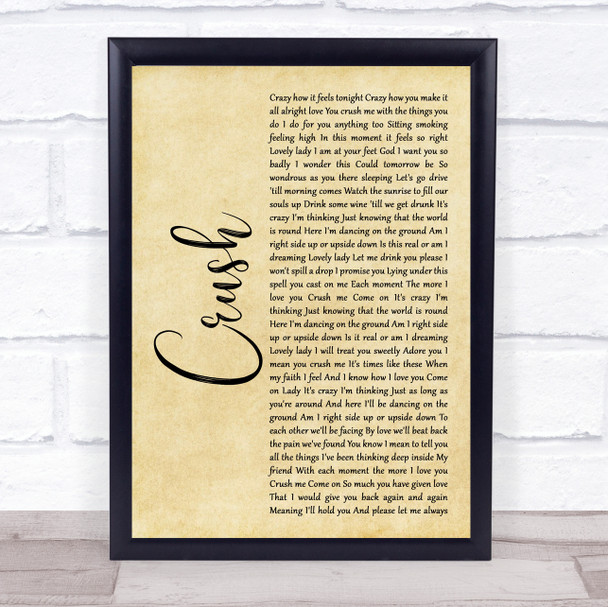 Dave Matthews Band Crush Rustic Script Song Lyric Quote Print