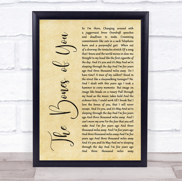 Elbow The Bones of You Rustic Script Song Lyric Quote Print
