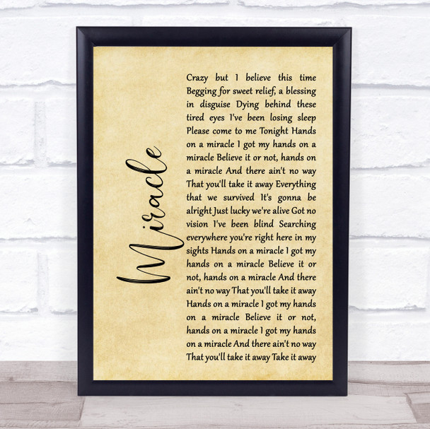 Foo Fighters Miracle Rustic Script Song Lyric Quote Print