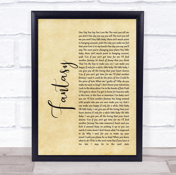 George Michael Fantasy Rustic Script Song Lyric Quote Print