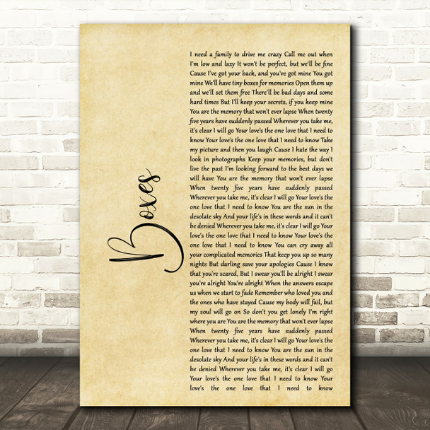 Goo Goo Dolls Boxes Rustic Script Song Lyric Quote Print