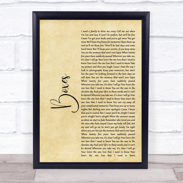 Goo Goo Dolls Boxes Rustic Script Song Lyric Quote Print